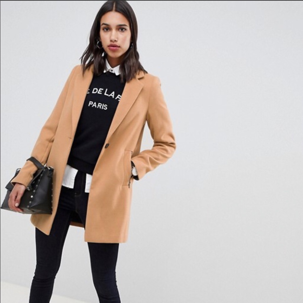 ASOS DESIGN boyfriend coat with zip pocket US 0